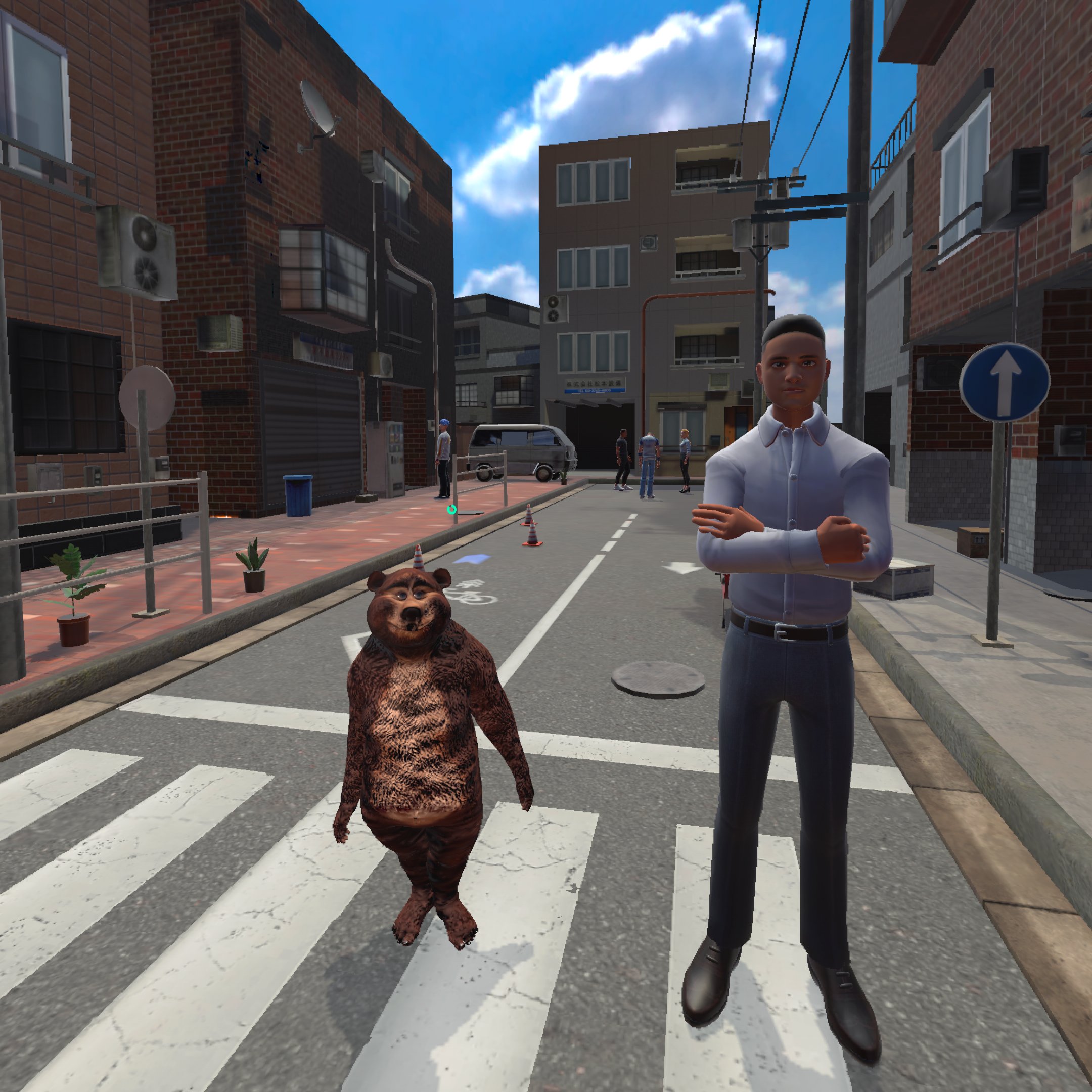 Ben and Teddy in the Japanese street