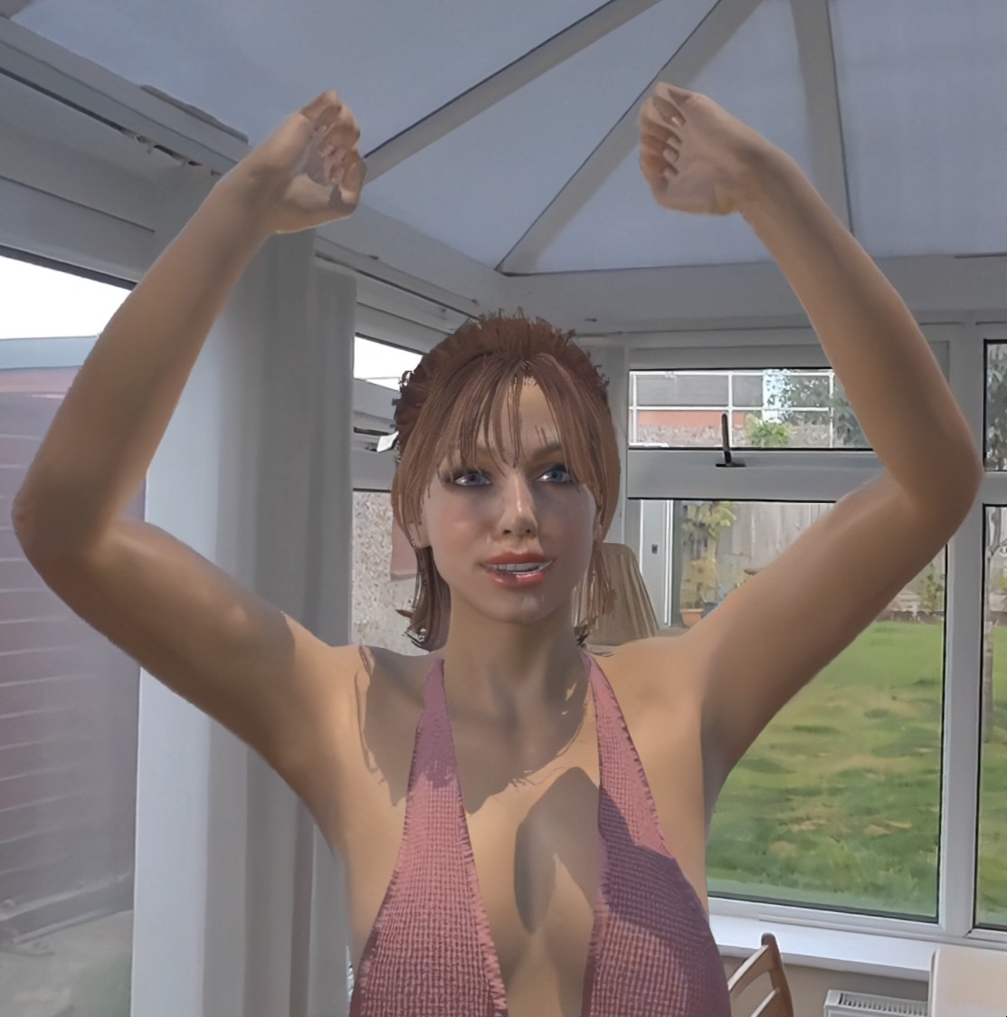 Hannah in my conservatory cheering me on